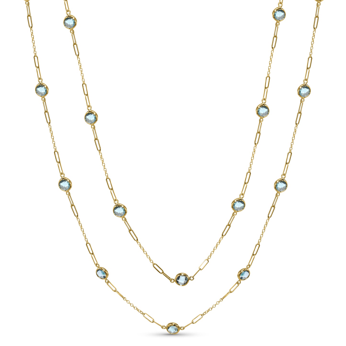 14k Swiss Blue Topaz Link Necklace