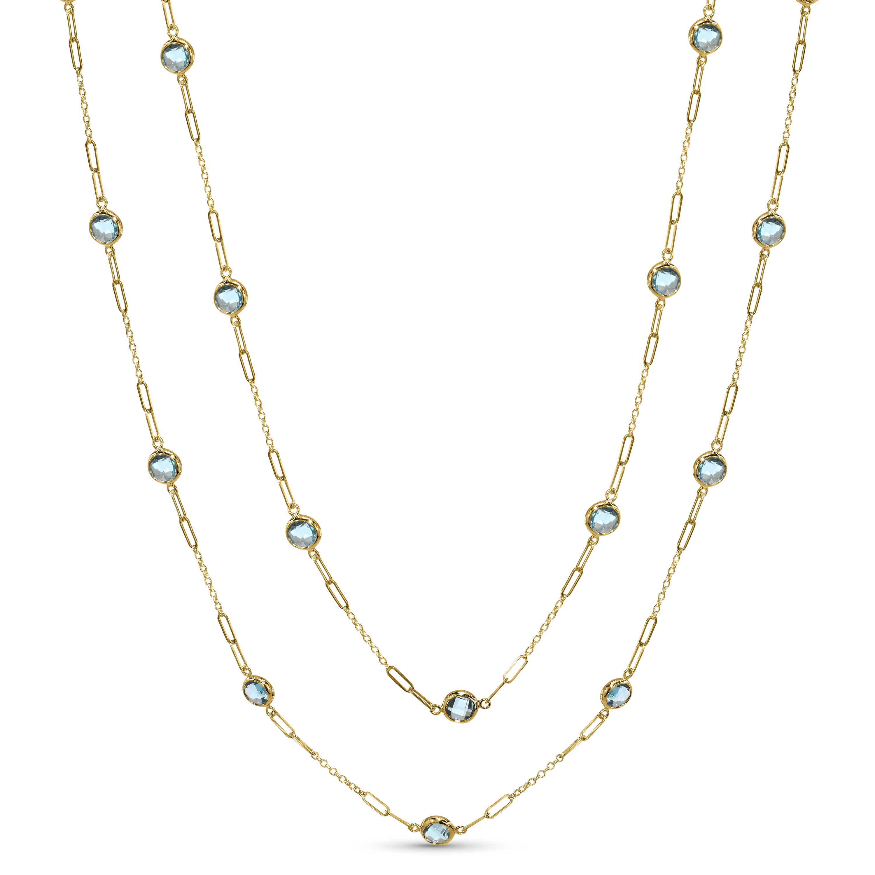14k Swiss Blue Topaz Link Necklace