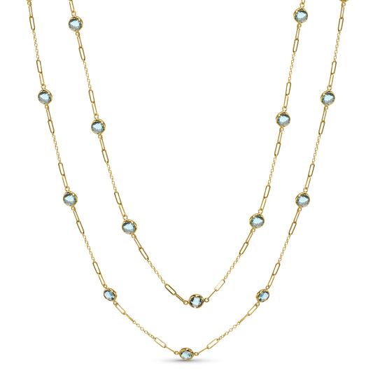 14k Swiss Blue Topaz Link Necklace