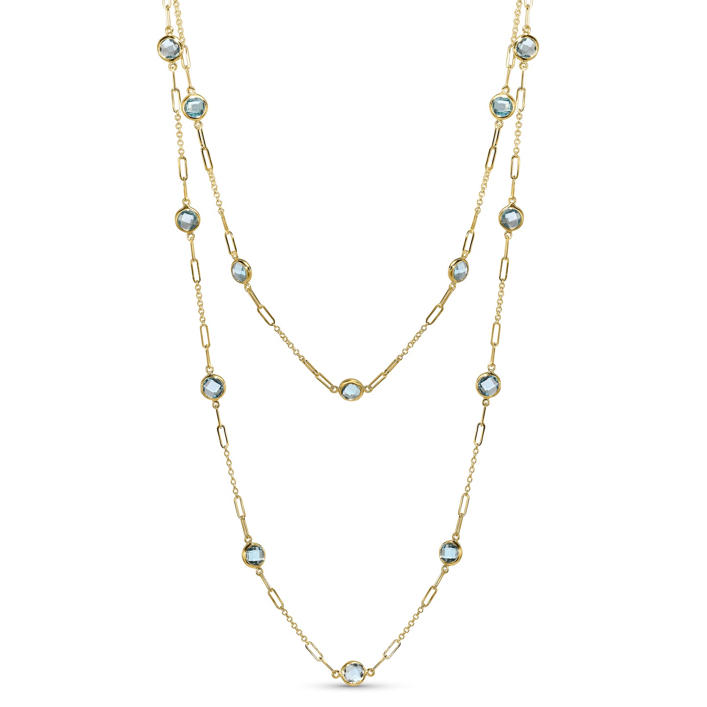 14k Swiss Blue Topaz Link Necklace