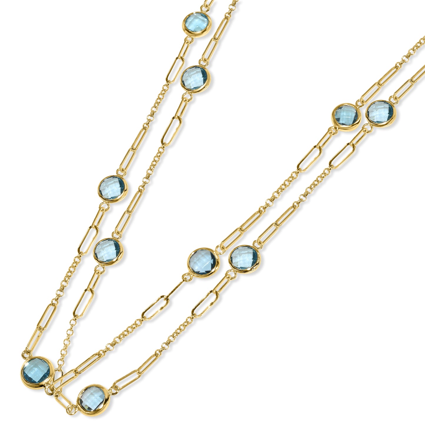 14k Swiss Blue Topaz Link Necklace