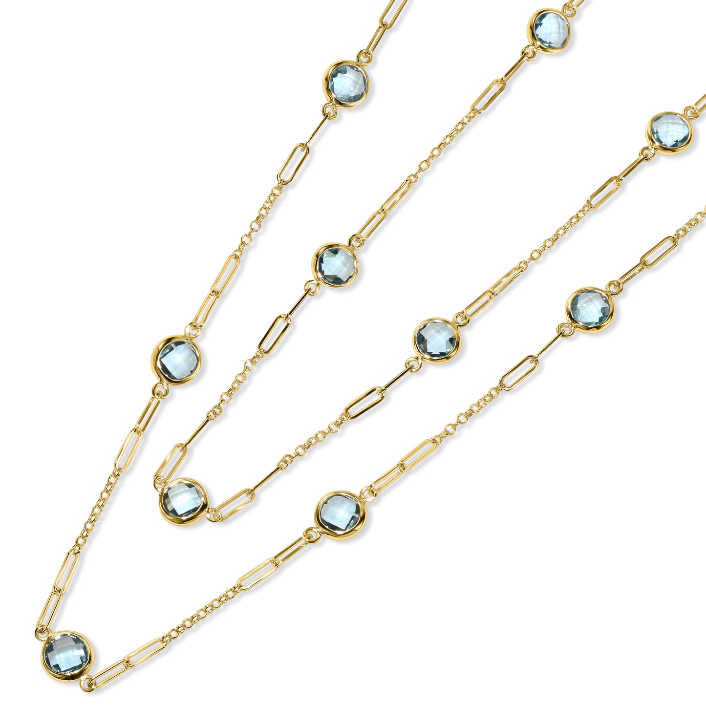 14k Swiss Blue Topaz Link Necklace