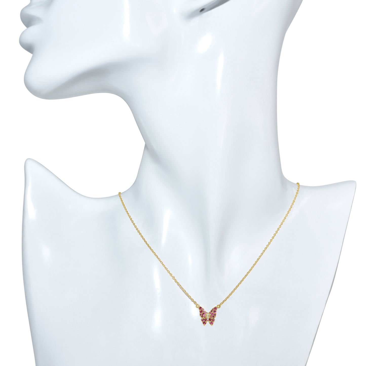 14k Ruby Diamond Butterfly Necklace