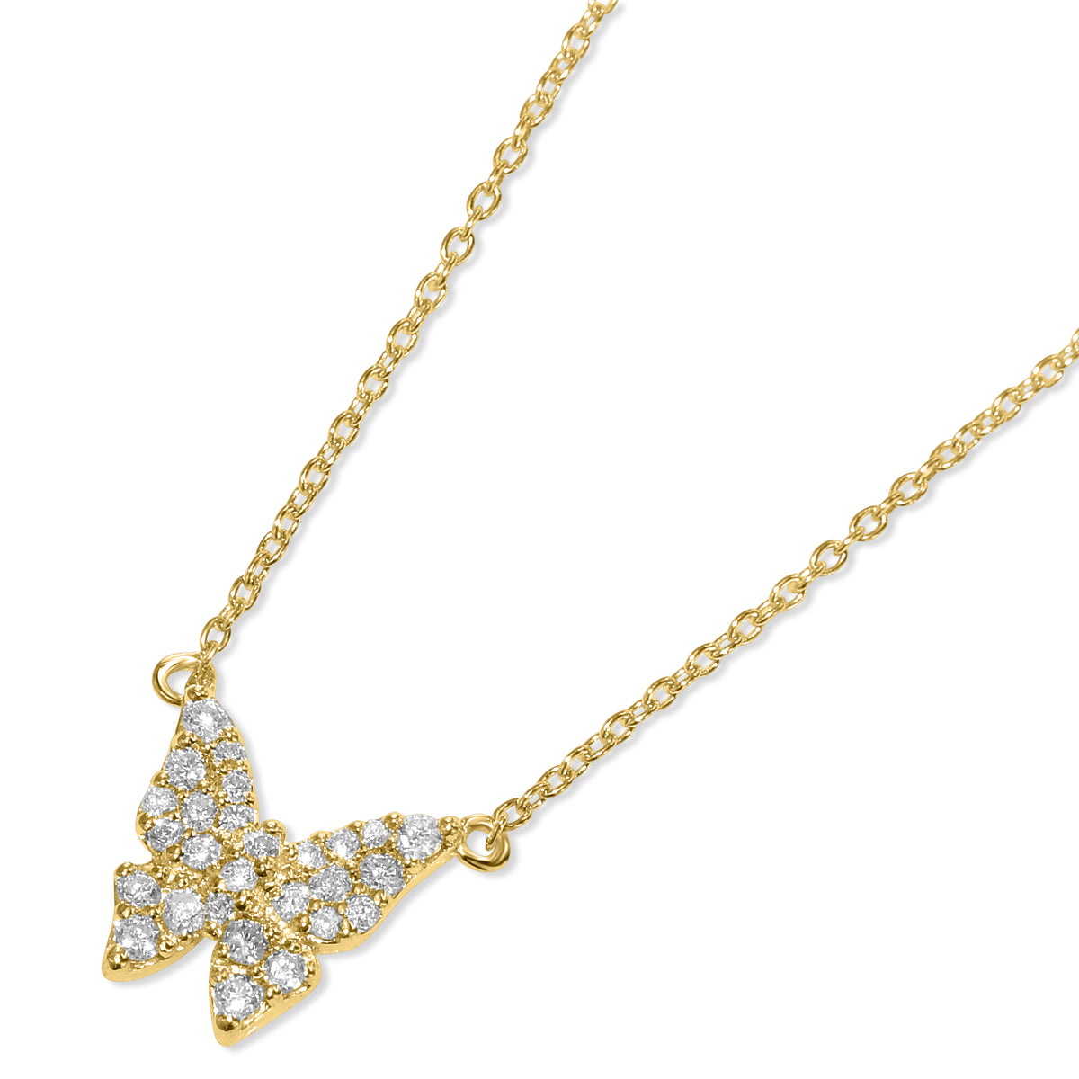 14k Gemstones & Diamonds Butterfly Necklace