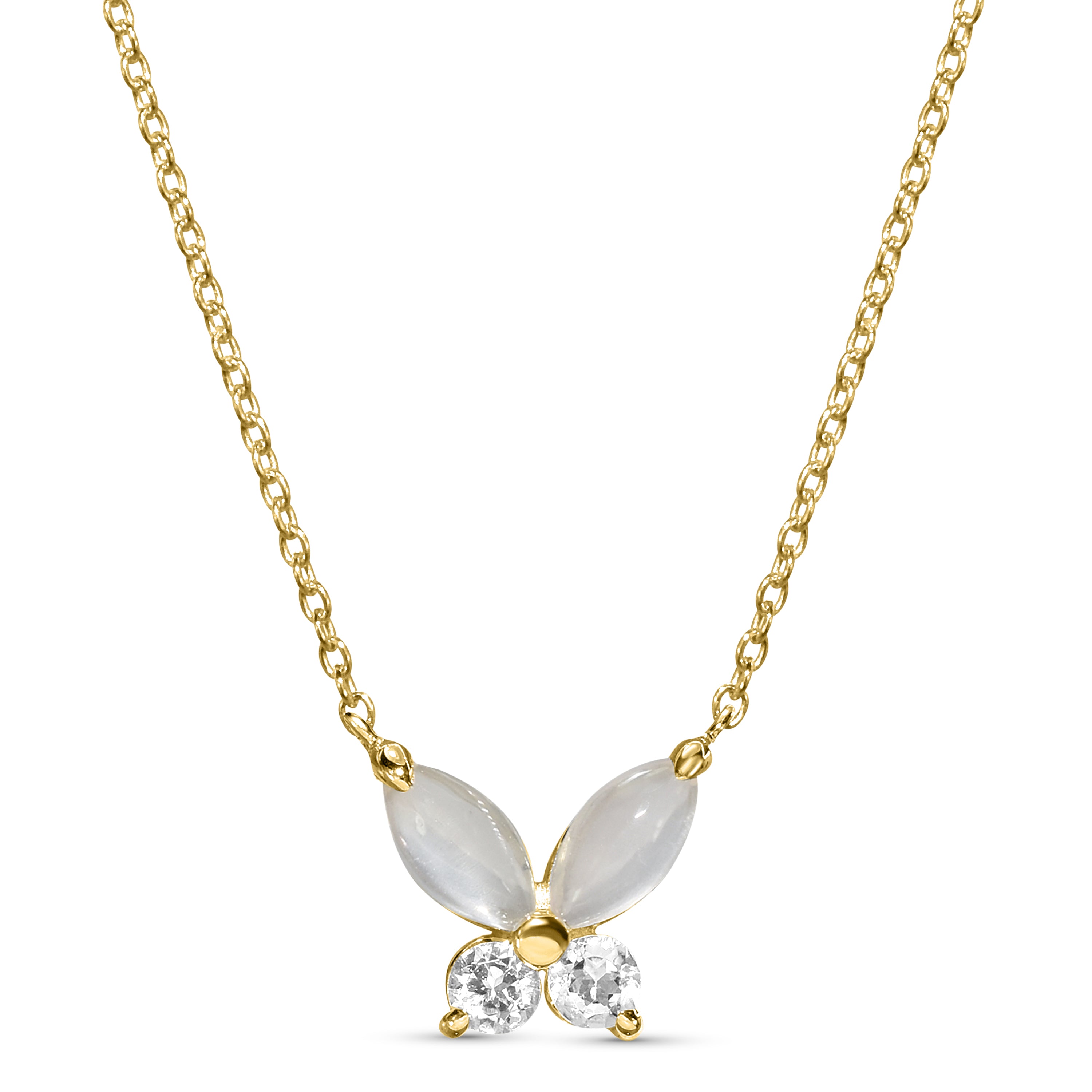 14k Gemstones & Diamonds Butterfly Necklace