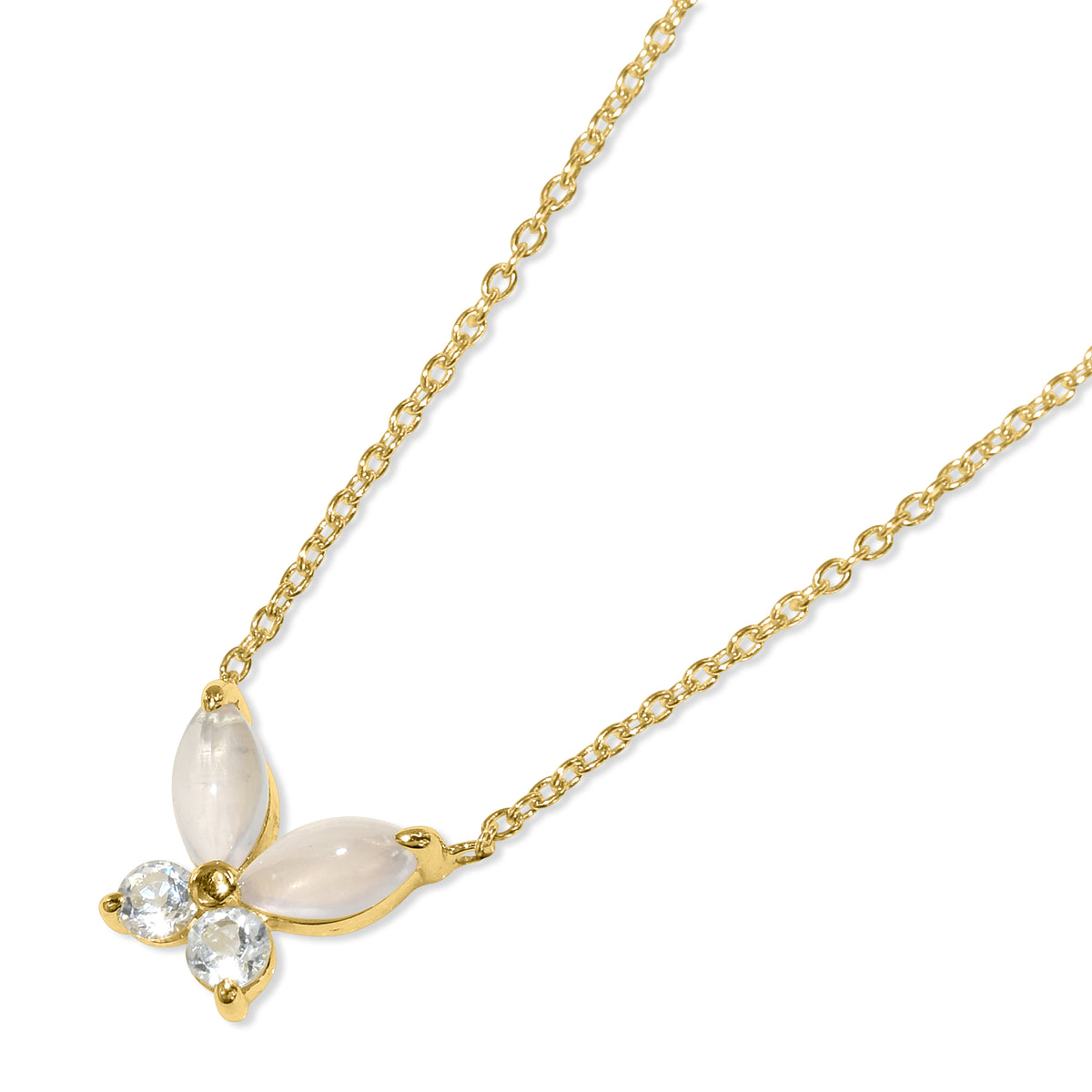 14k Gemstones & Diamonds Butterfly Necklace