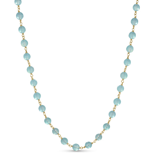 14k Chalcedony Faceted Round Bead Link Necklace