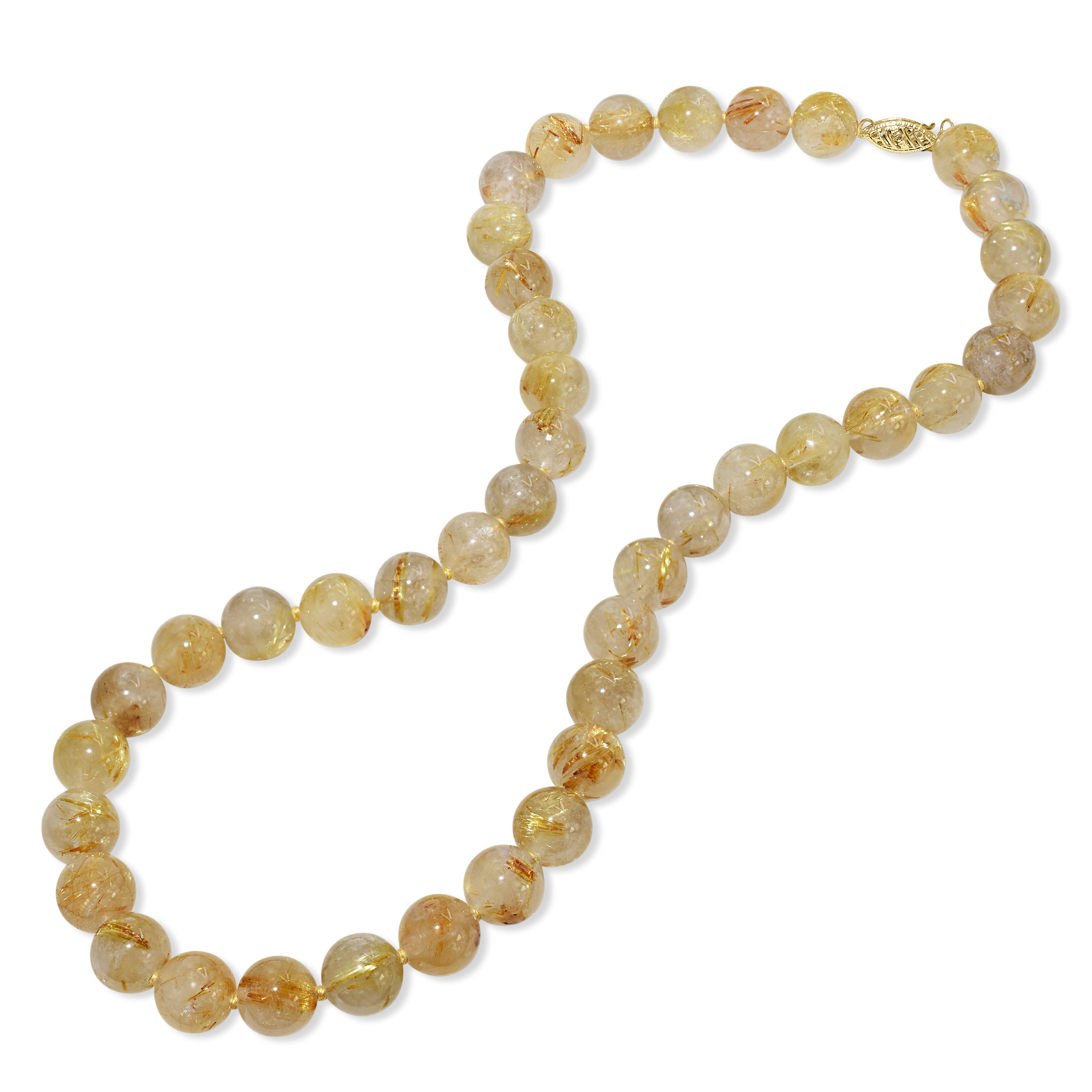 14k Rutilated Quartz Knotted Necklace