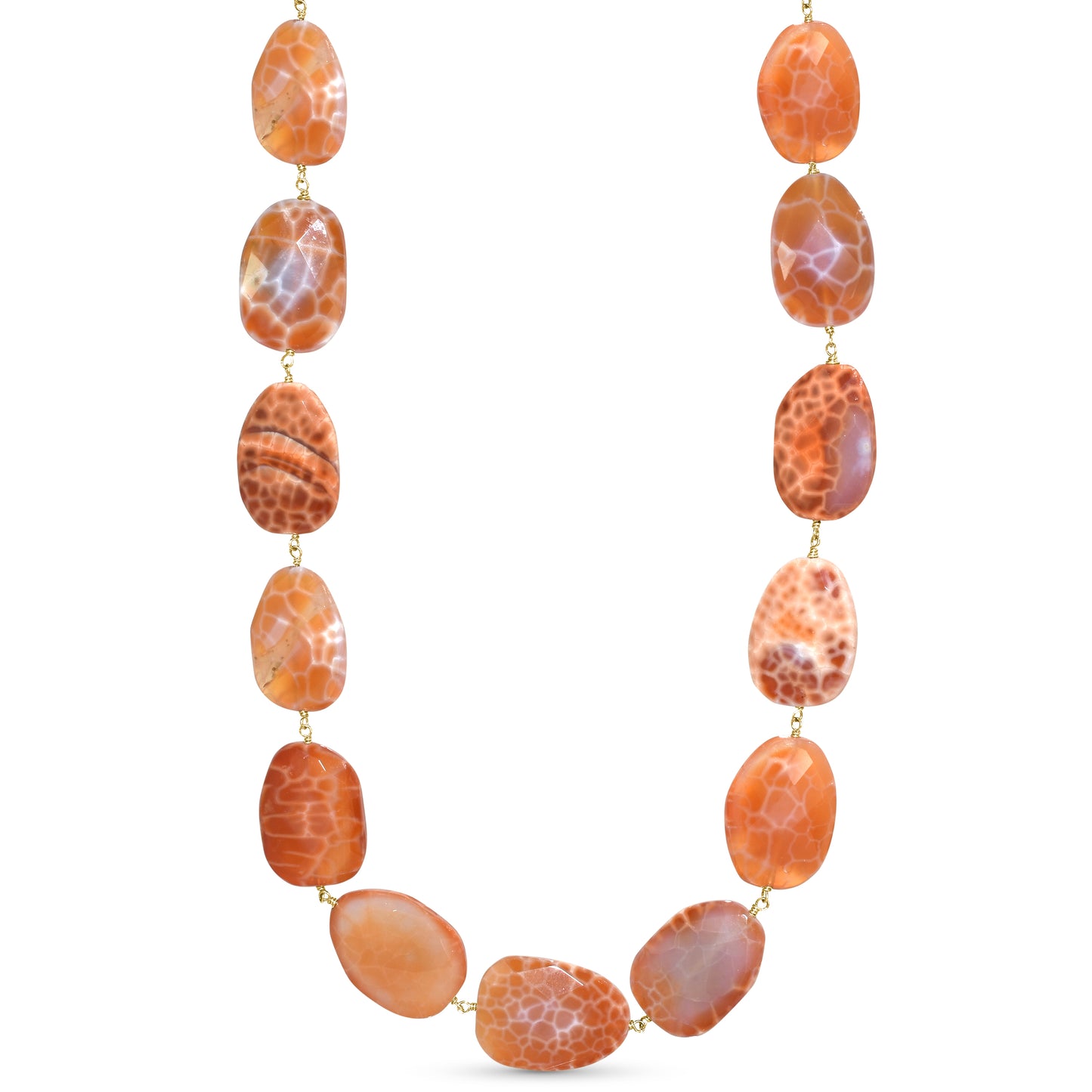 14k Fire Agate Slice Link Necklace
