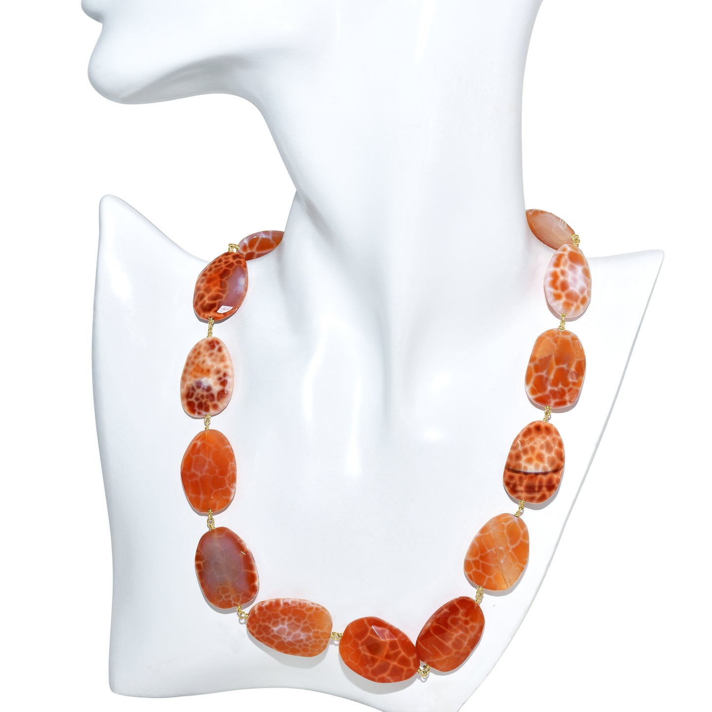 14k Fire Agate Slice Link Necklace