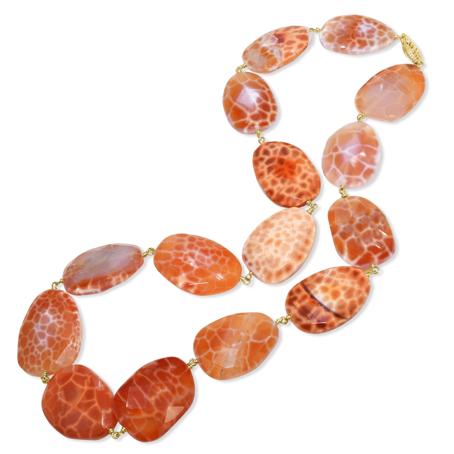 14k Fire Agate Slice Link Necklace