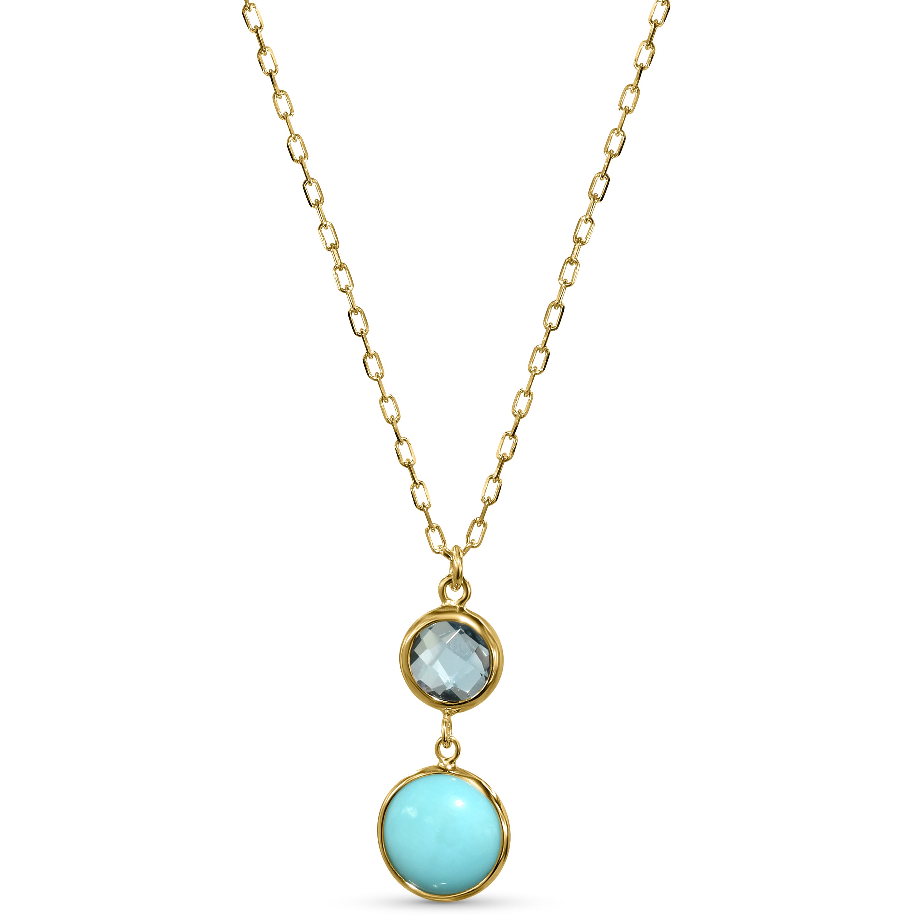 14k Swiss Blue Topaz Turquoise Pendant Necklace