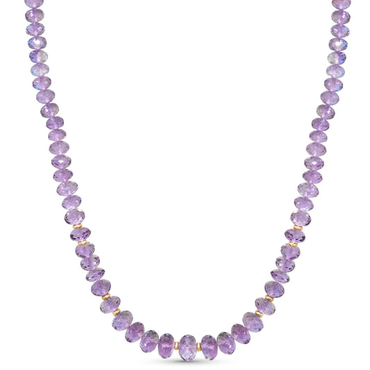 14k Amethyst Graduated Faceted Roundel 5 Station Necklace