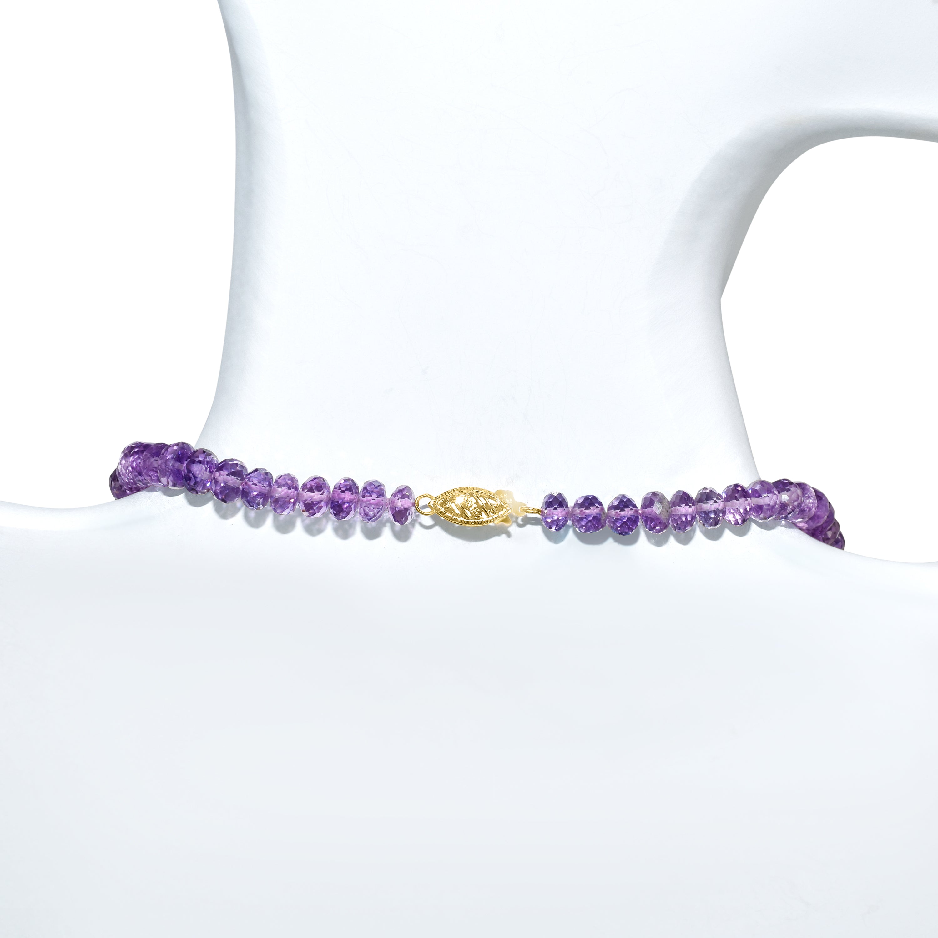 14k Amethyst Graduated Faceted Roundel 5 Station Necklace