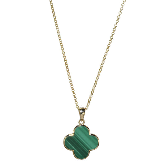 14k Mother of Pearl 2 Face Clover Necklace