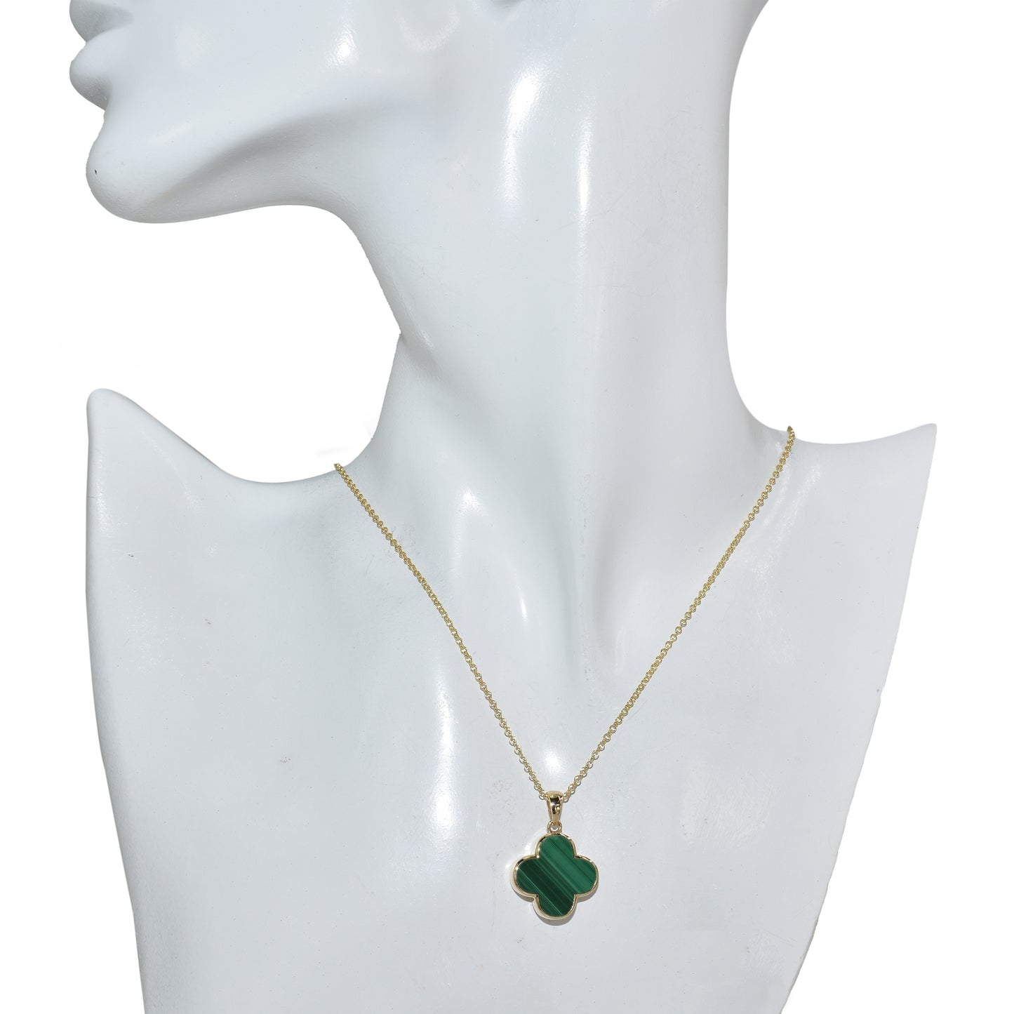 14k Mother of Pearl 2 Face Clover Necklace