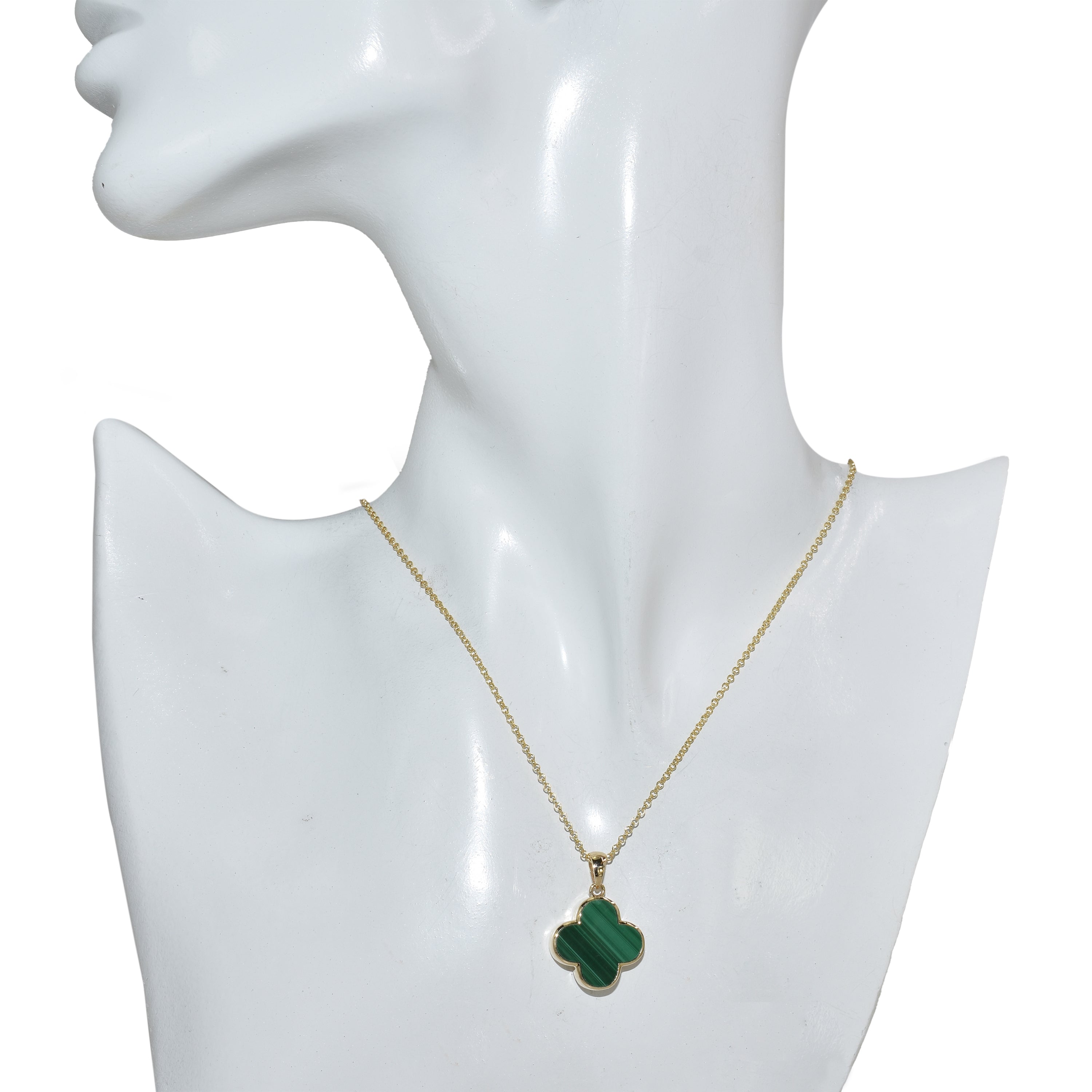 14k Mother of Pearl 2 Face Clover Necklace