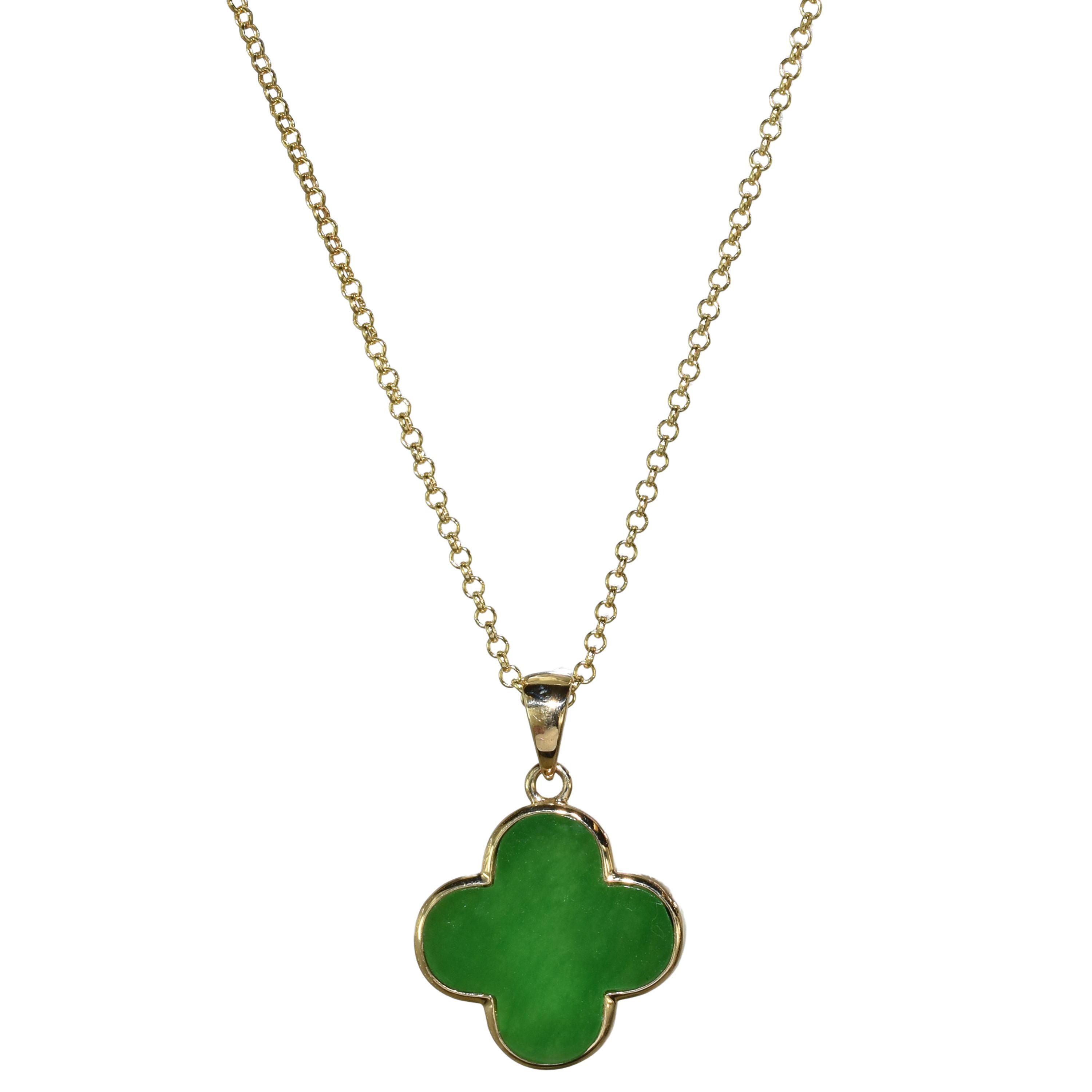 14k Mother of Pearl 2 Face Clover Necklace