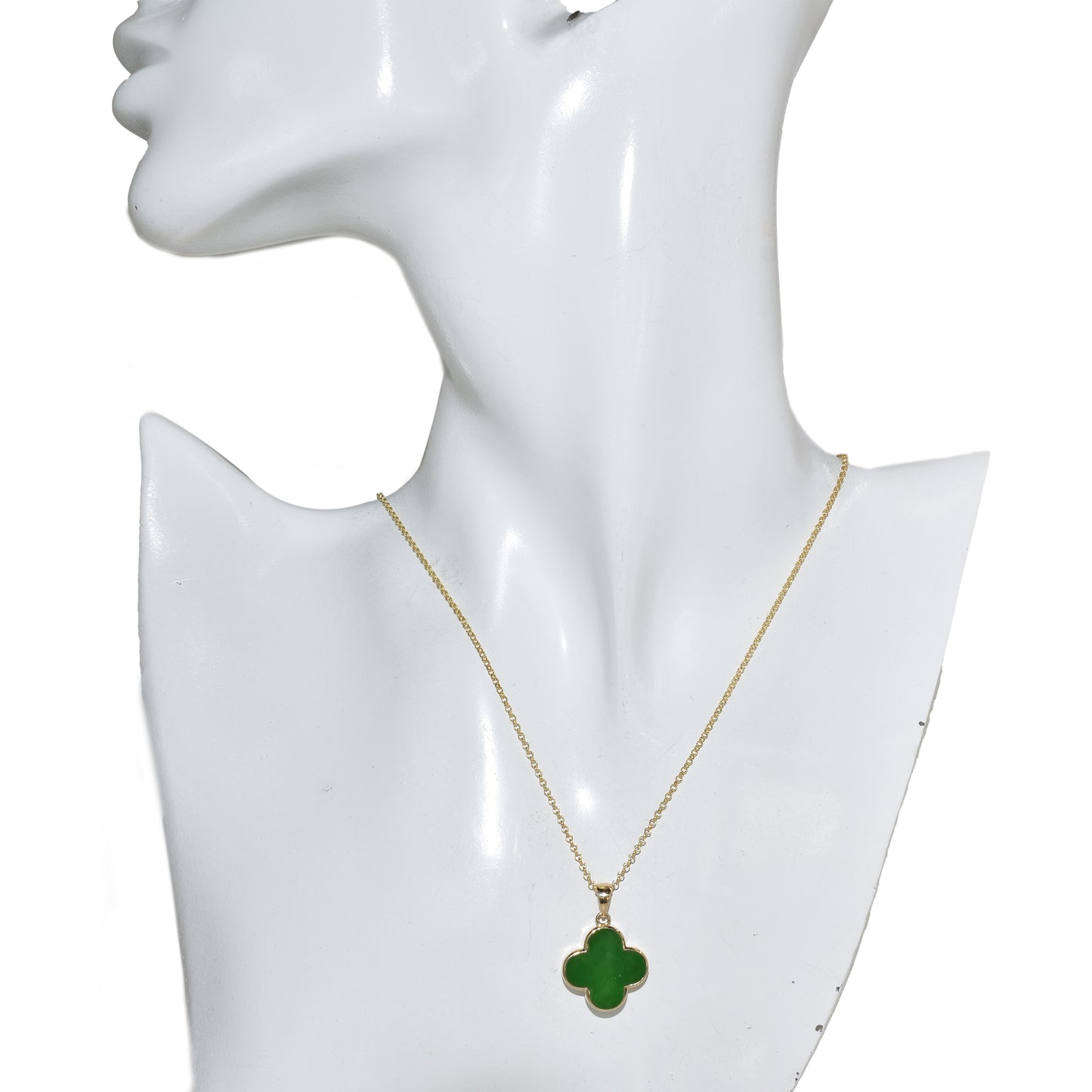 14k Mother of Pearl 2 Face Clover Necklace