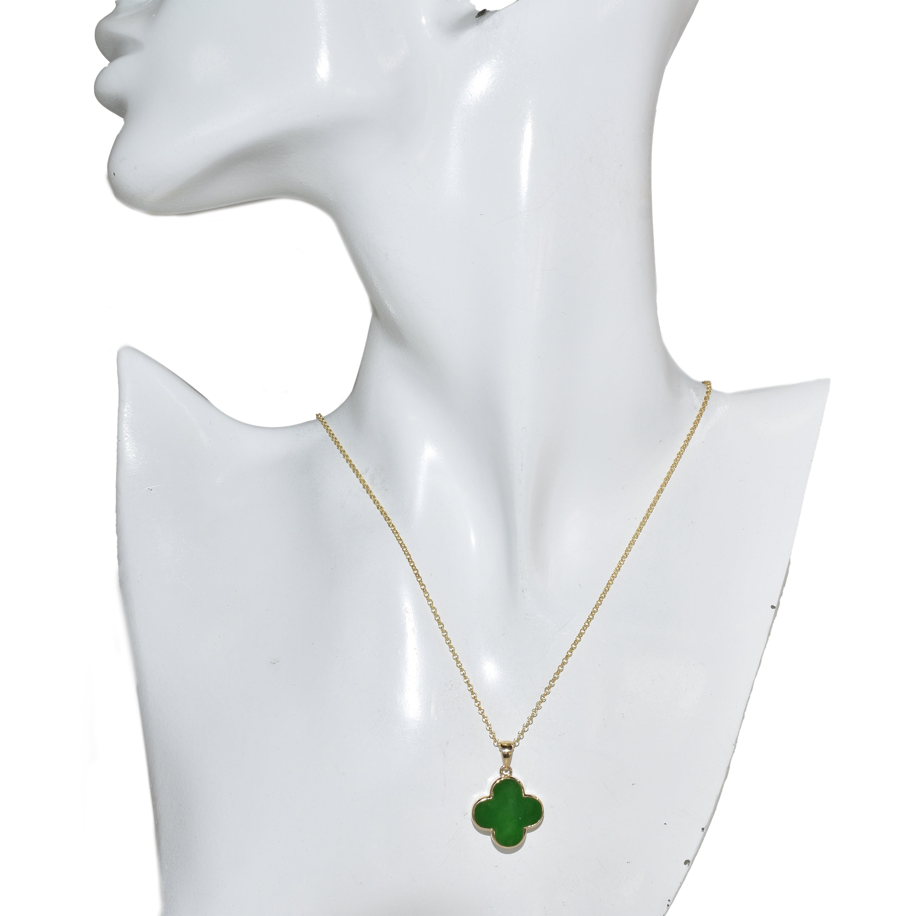 14k Mother of Pearl 2 Face Clover Necklace