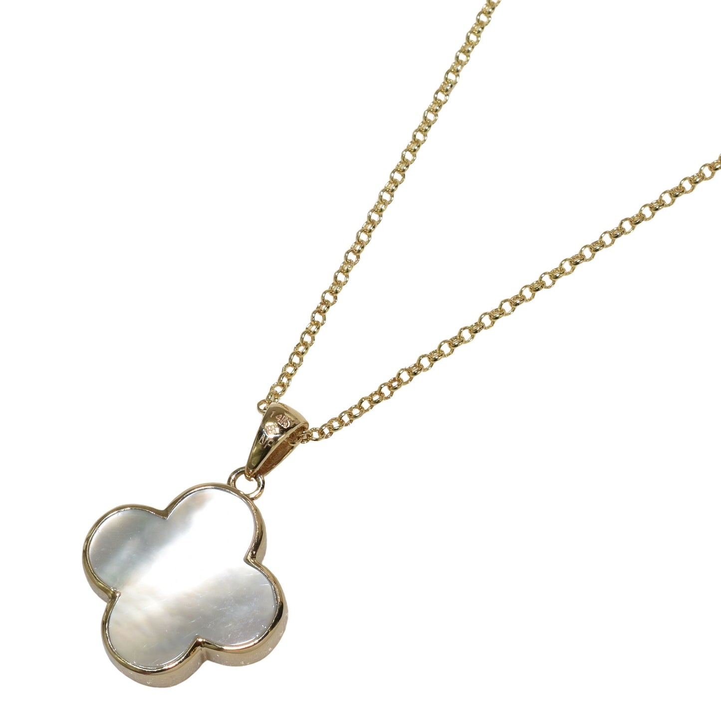 14k Mother of Pearl 2 Face Clover Necklace