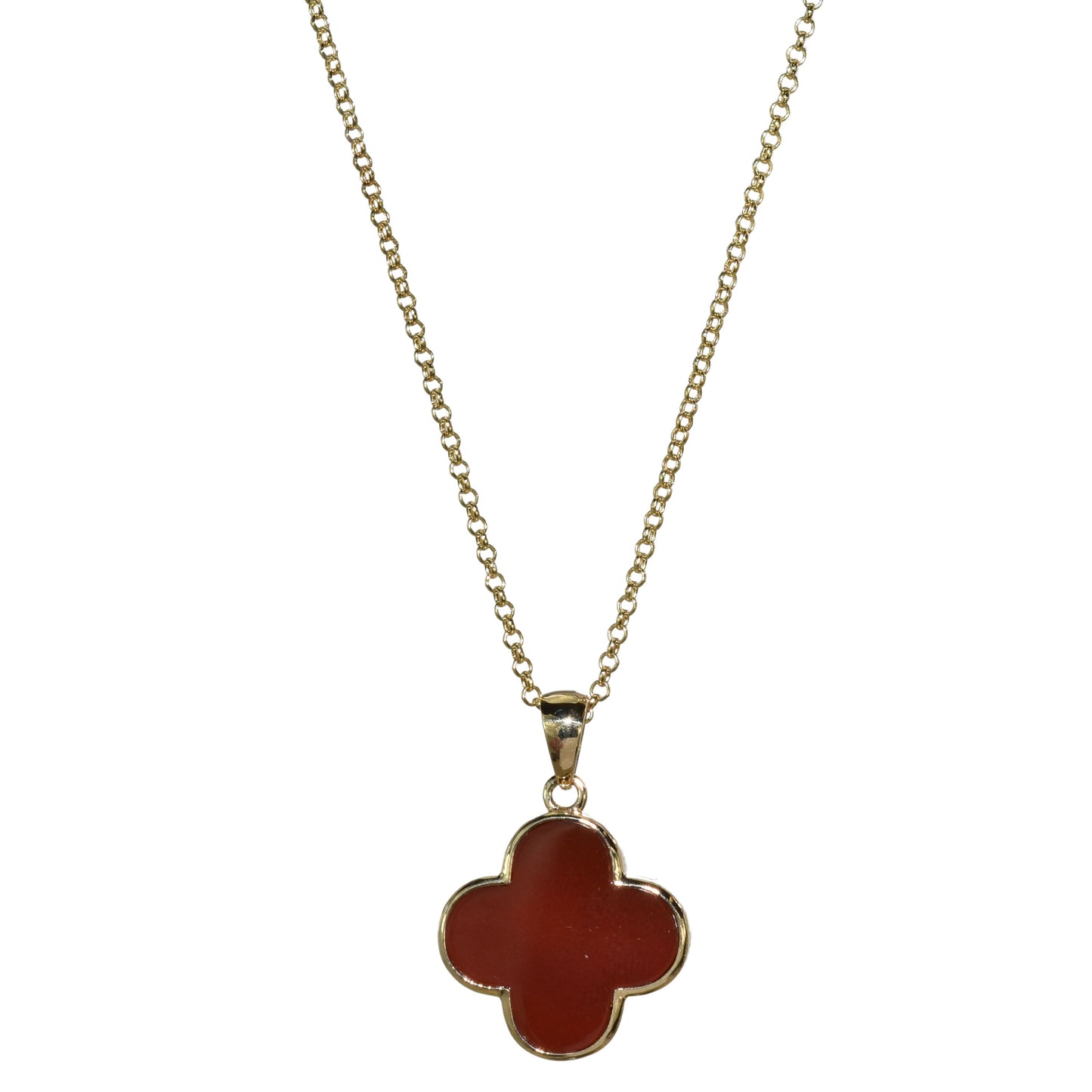 14k Mother of Pearl 2 Face Clover Necklace