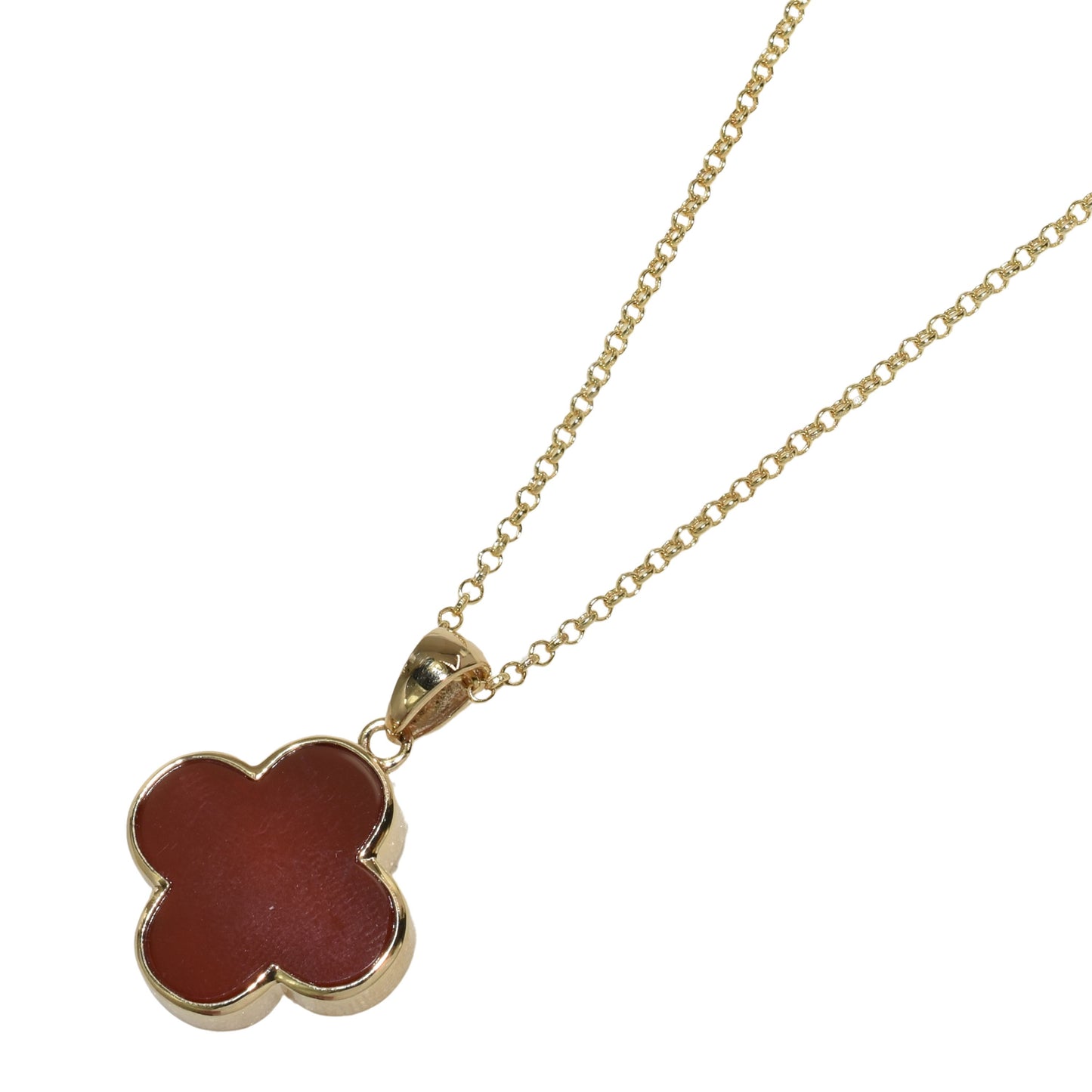 14k Mother of Pearl 2 Face Clover Necklace