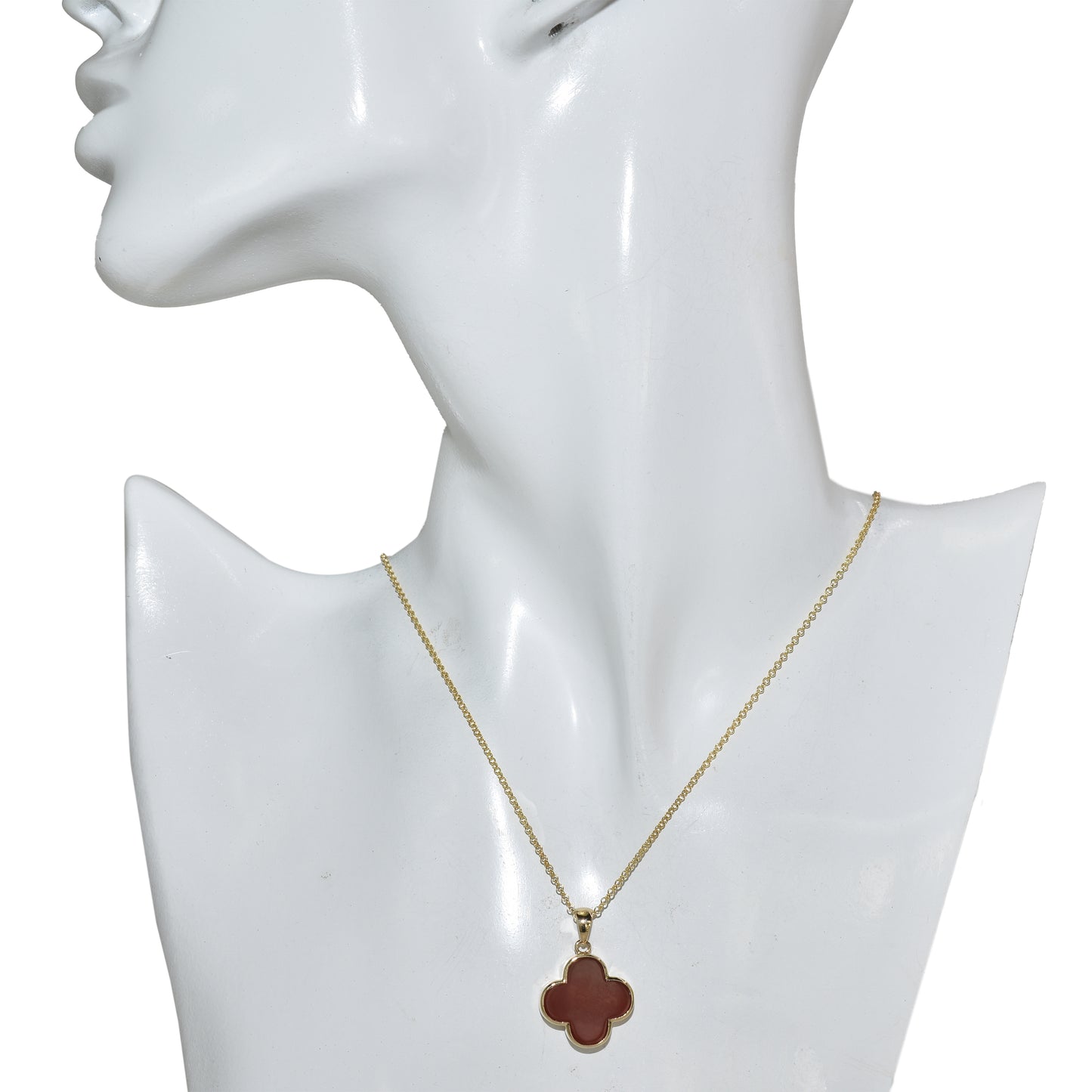 14k Mother of Pearl 2 Face Clover Necklace