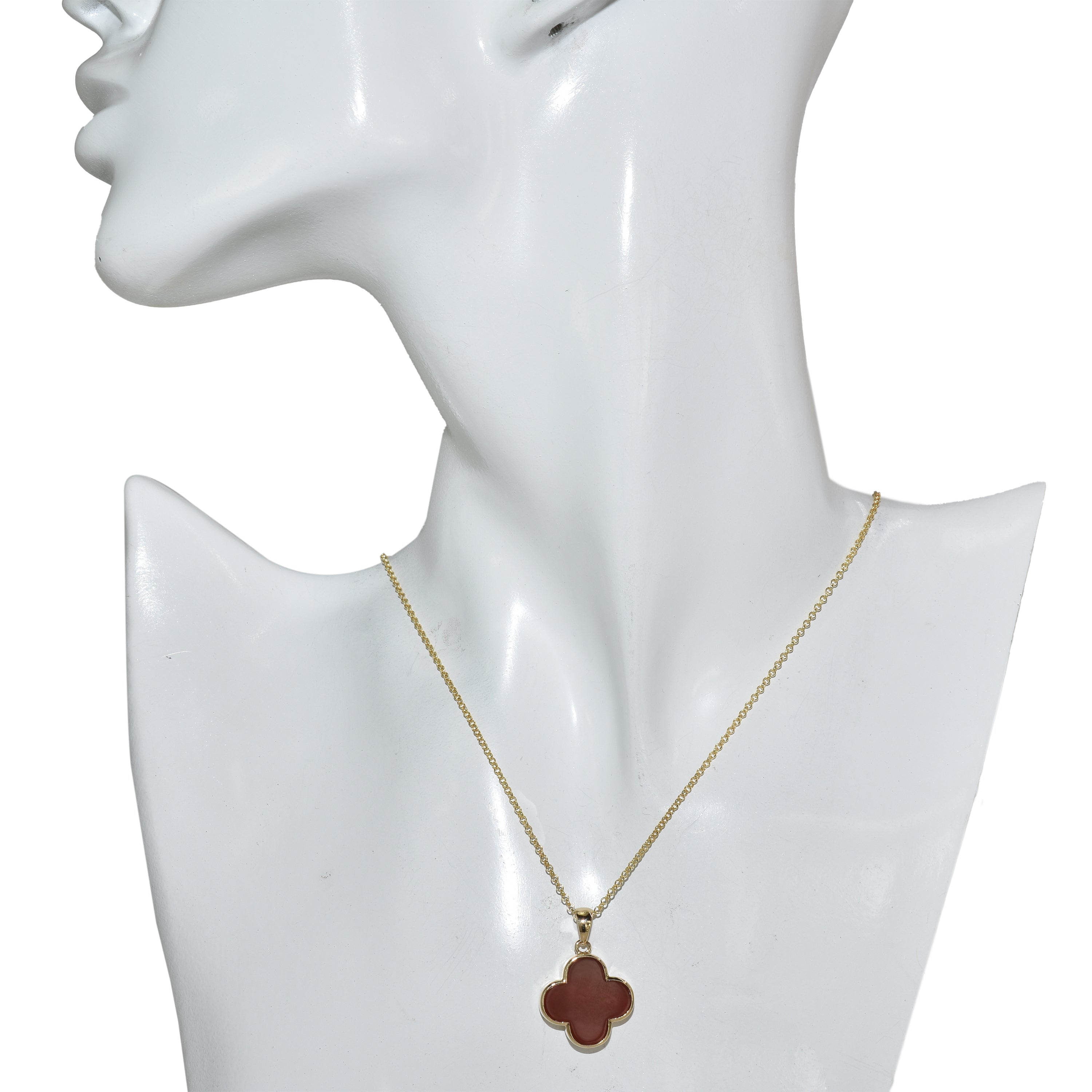 14k Mother of Pearl 2 Face Clover Necklace