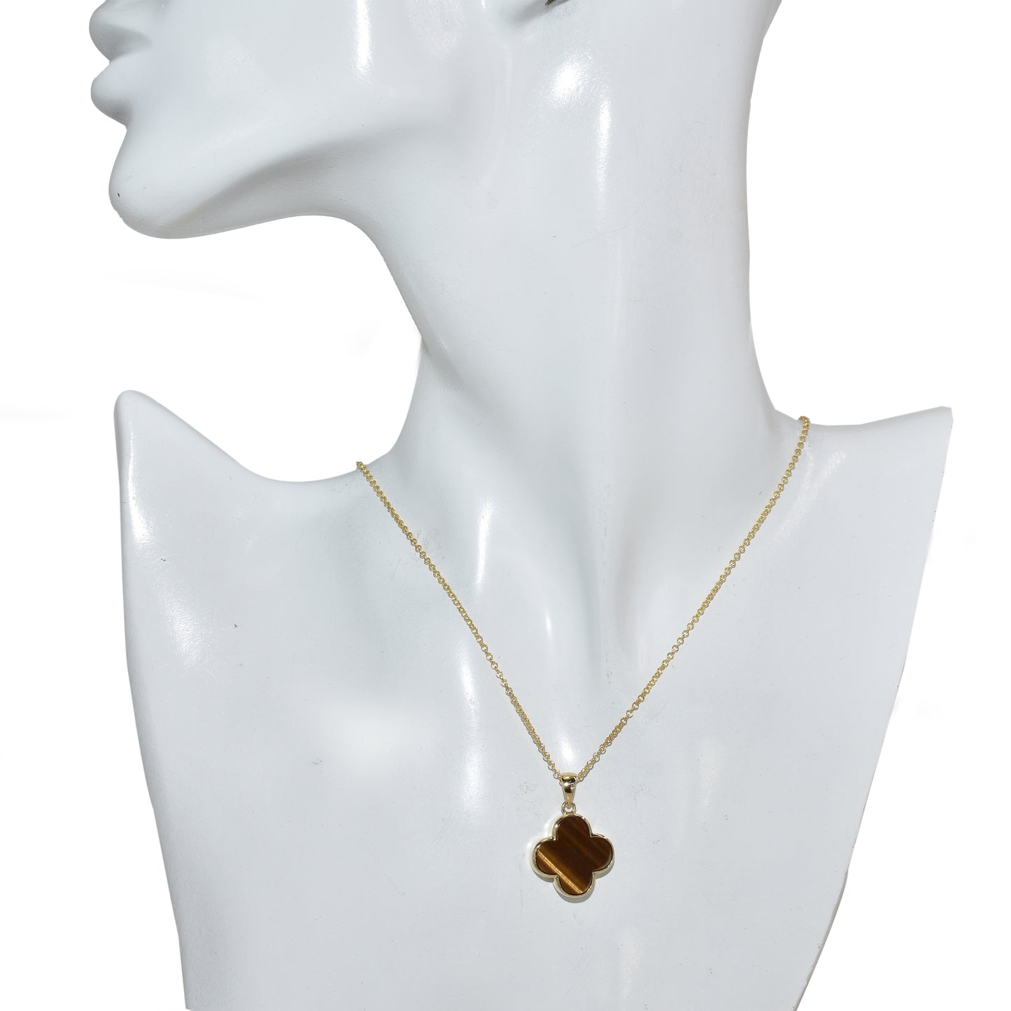 14k Mother of Pearl 2 Face Clover Necklace