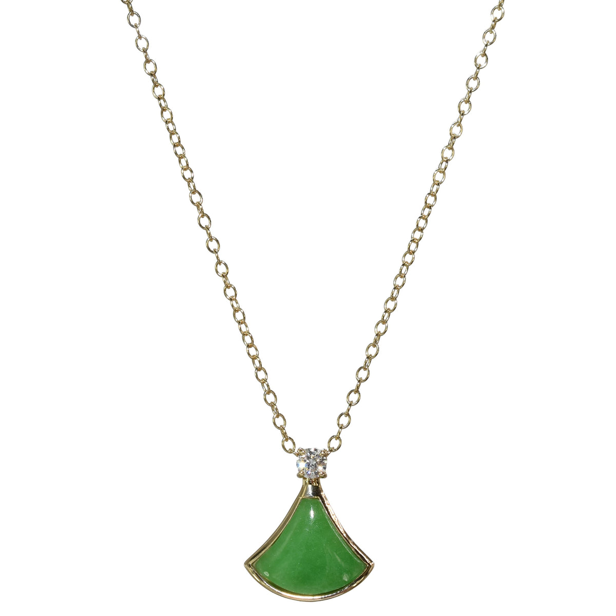 14k Gemstone Lab Grown Diamond Fan Necklace