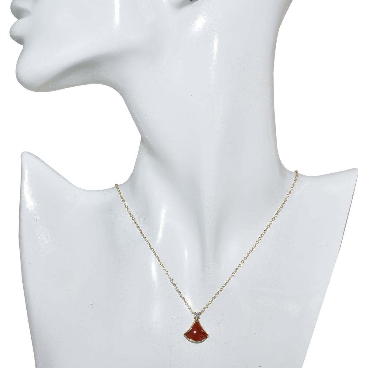 14k Gemstone Lab Grown Diamond Fan Necklace