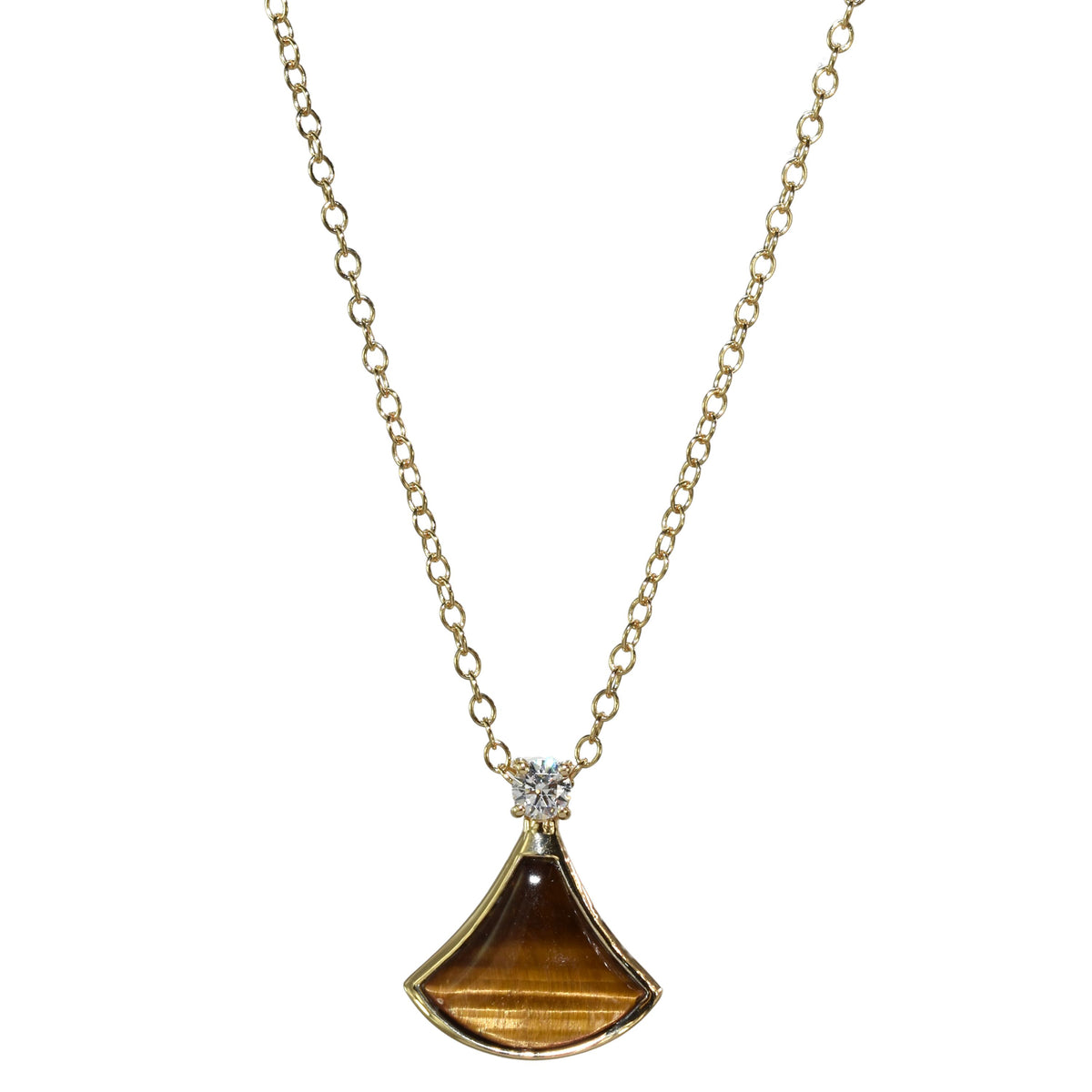 14k Gemstone Lab Grown Diamond Fan Necklace