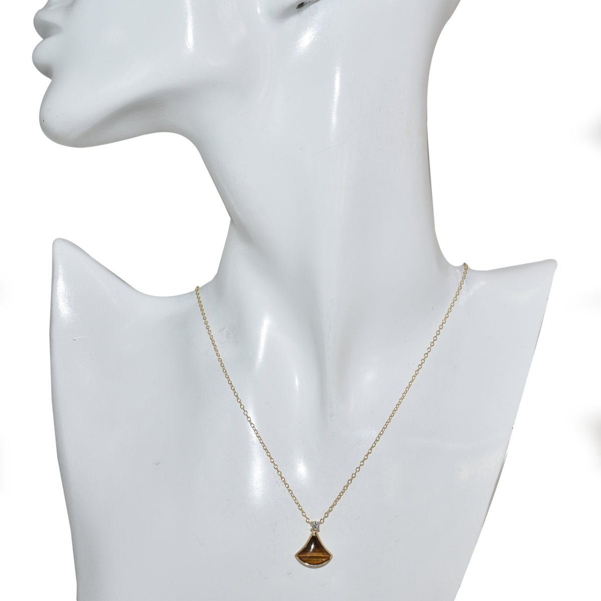 14k Gemstone Lab Grown Diamond Fan Necklace