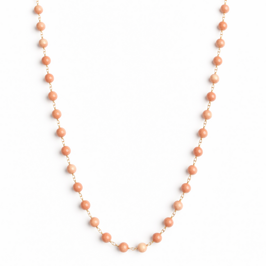 14k Pink Coral Link Necklace