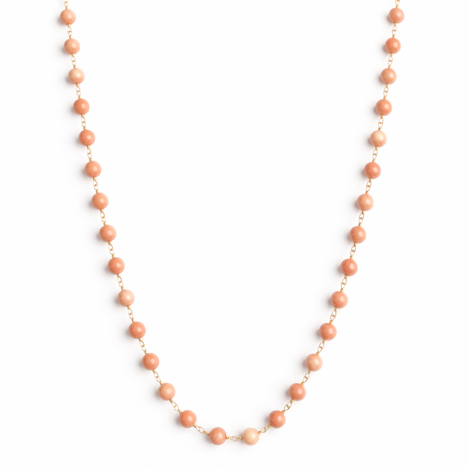 14k Pink Coral Link Necklace