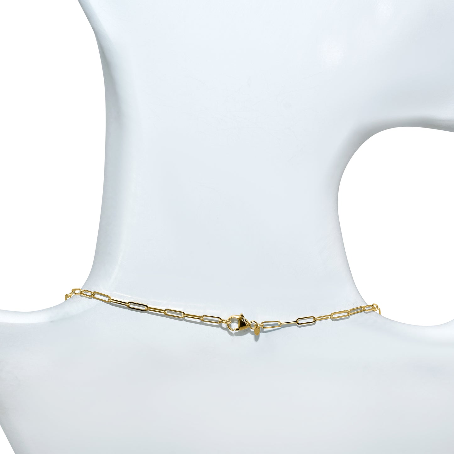 14k Green Jade 5 Bezel Paperclip Chain Necklace