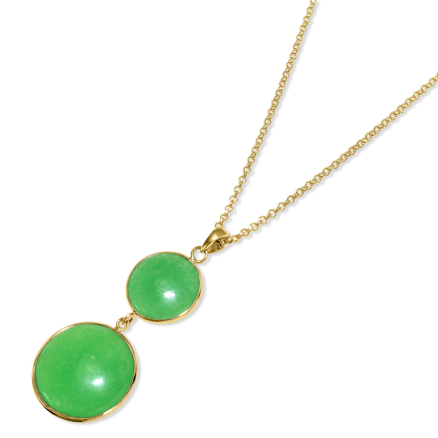 14k Green Jade Round Bezel Pendant Necklace