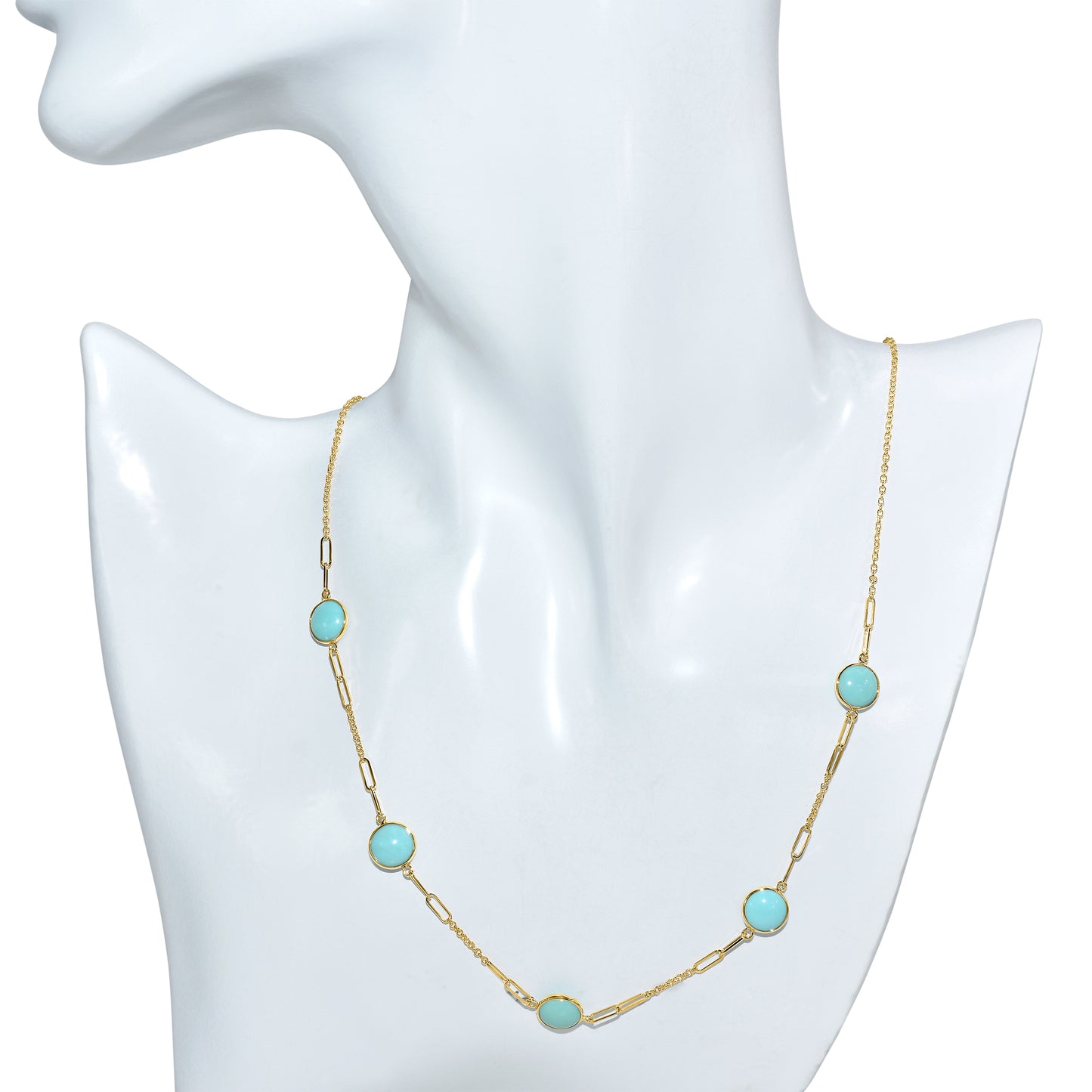 14k Turquoise 5 Station Necklace