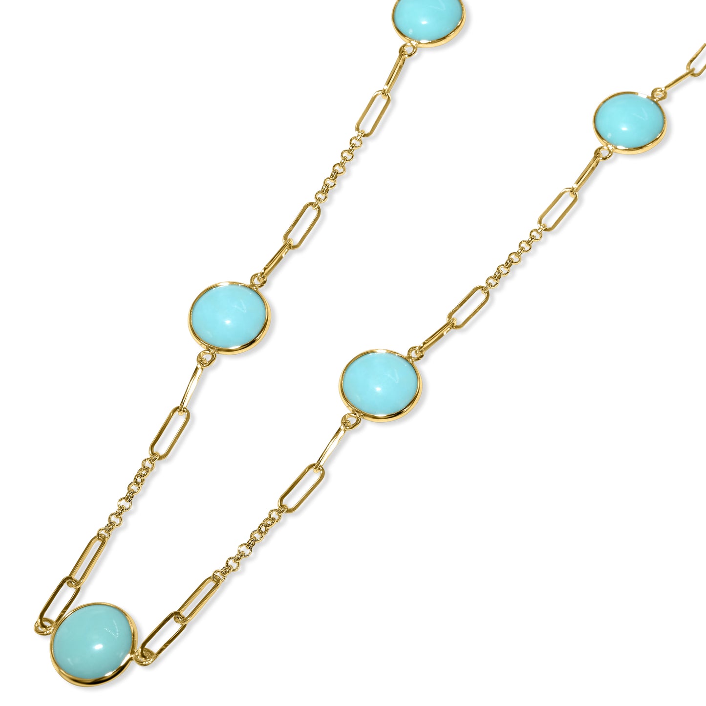 14k Turquoise 5 Station Necklace