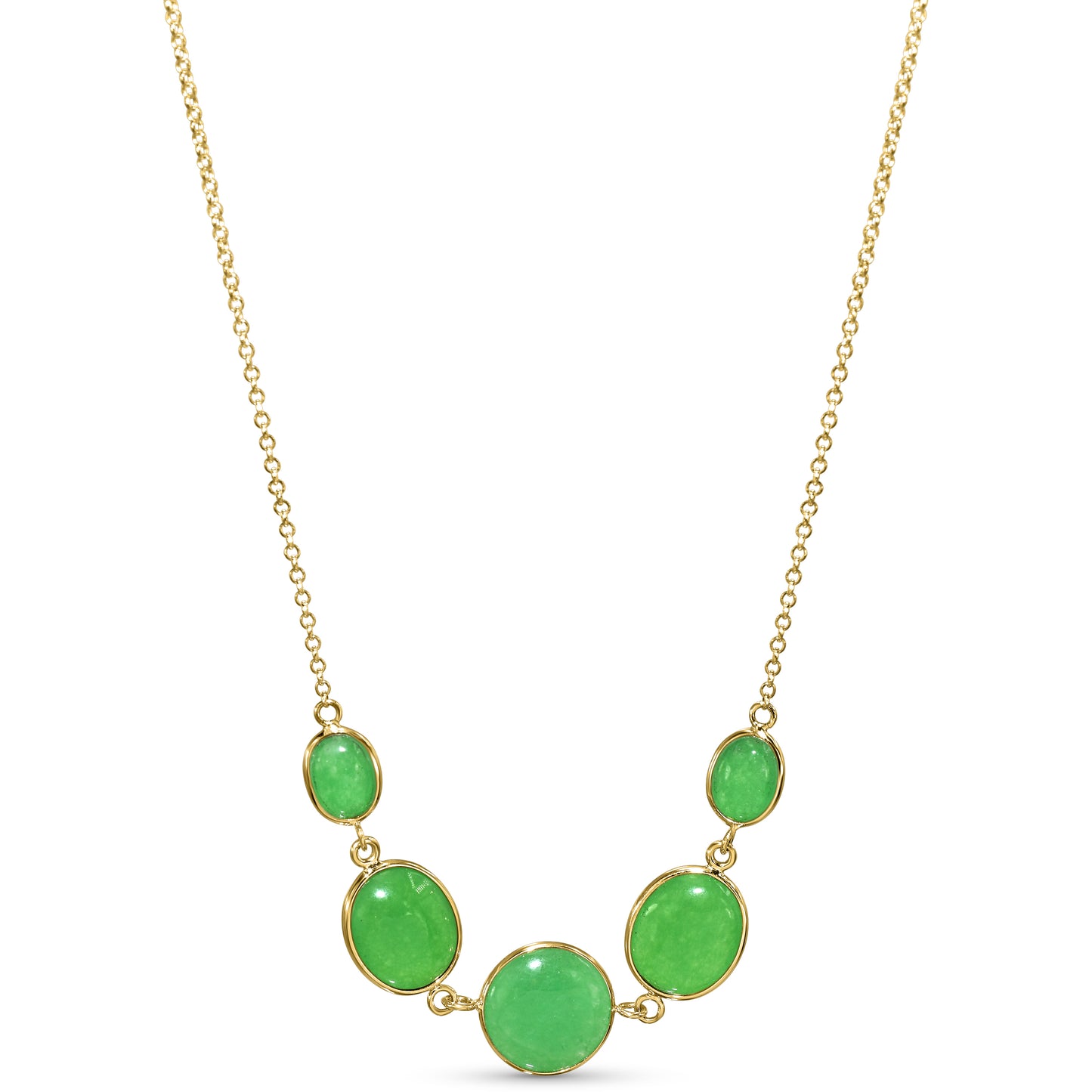 14k Green Jade 5 Bezel Necklace