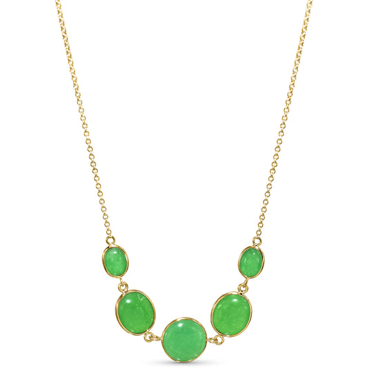 14k Green Jade 5 Bezel Necklace