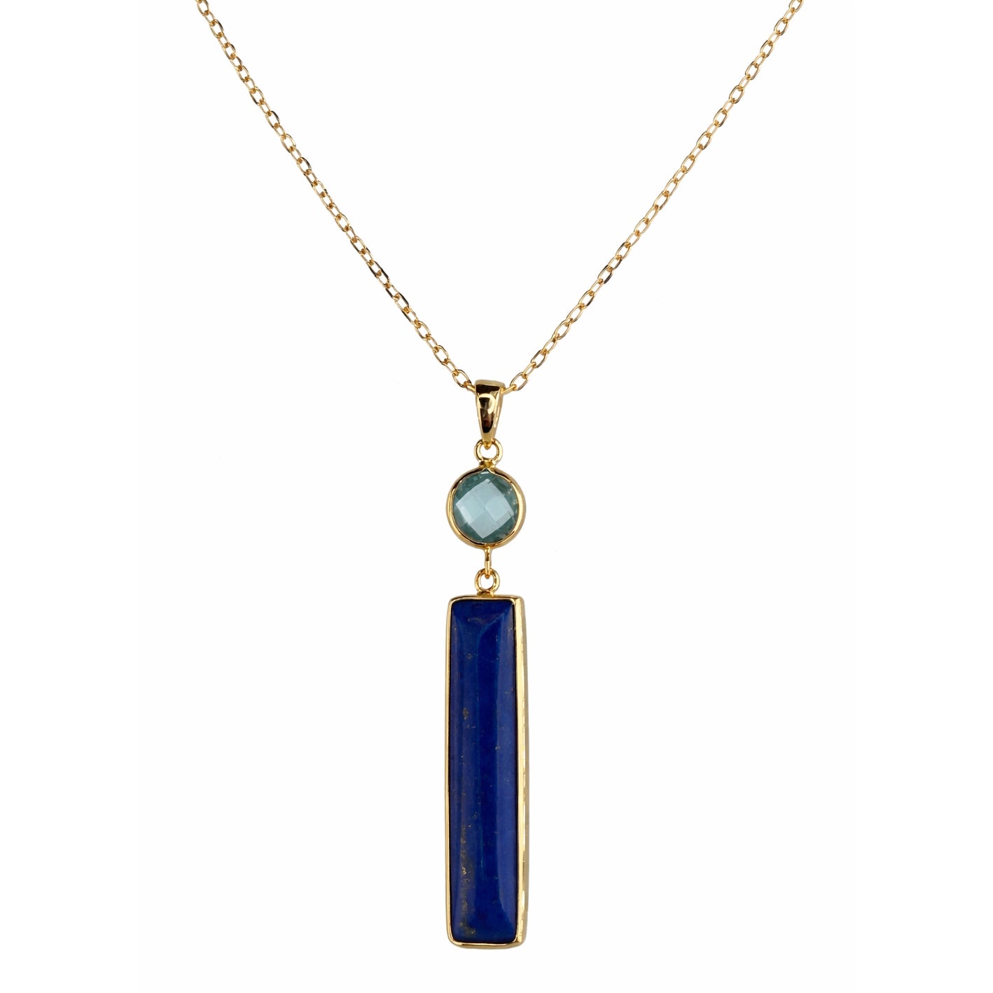 14k Lapis & Blue Topaz Pendant Necklace