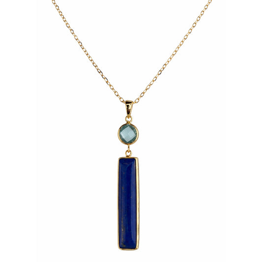 14k Lapis & Blue Topaz Pendant Necklace