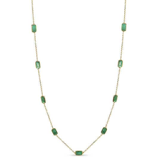 14k Bezel Emerald E/C Necklace
