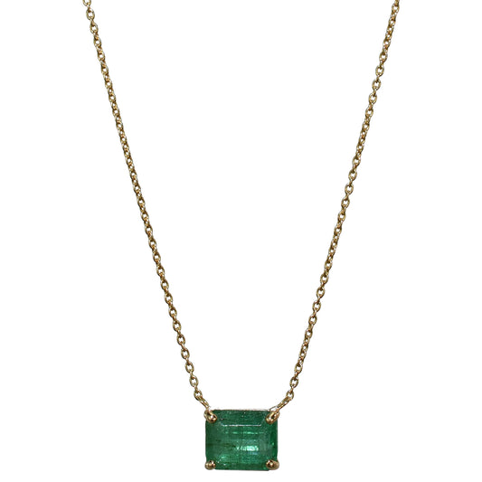 14k Rectangle Shaped Emerald Necklace