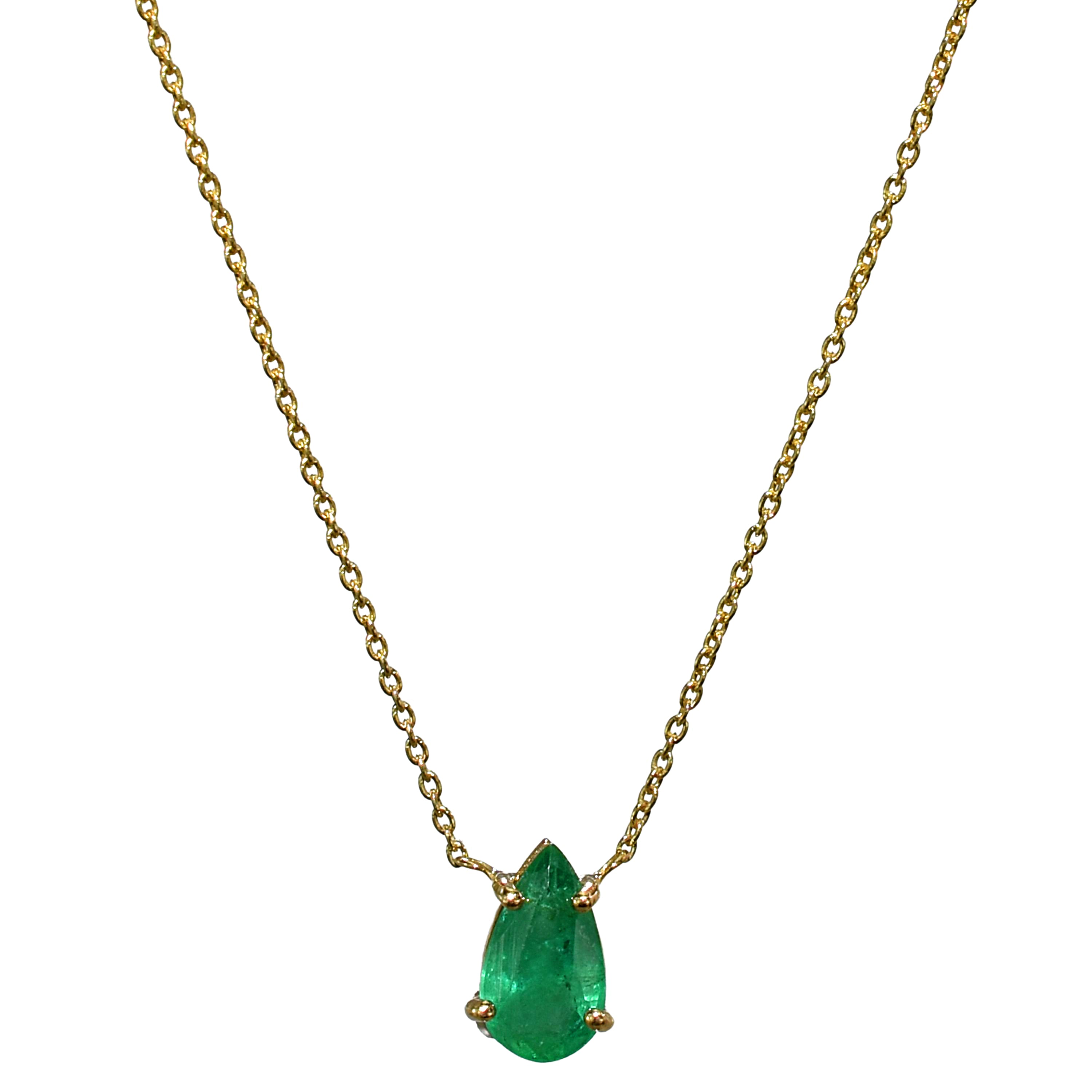 14k Pear Shaped Emerald Necklace