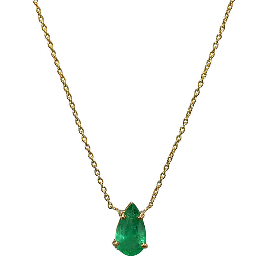 14k Pear Shaped Emerald Necklace