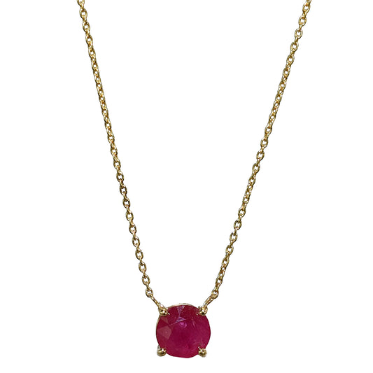 14k Round Shaped Ruby Necklace