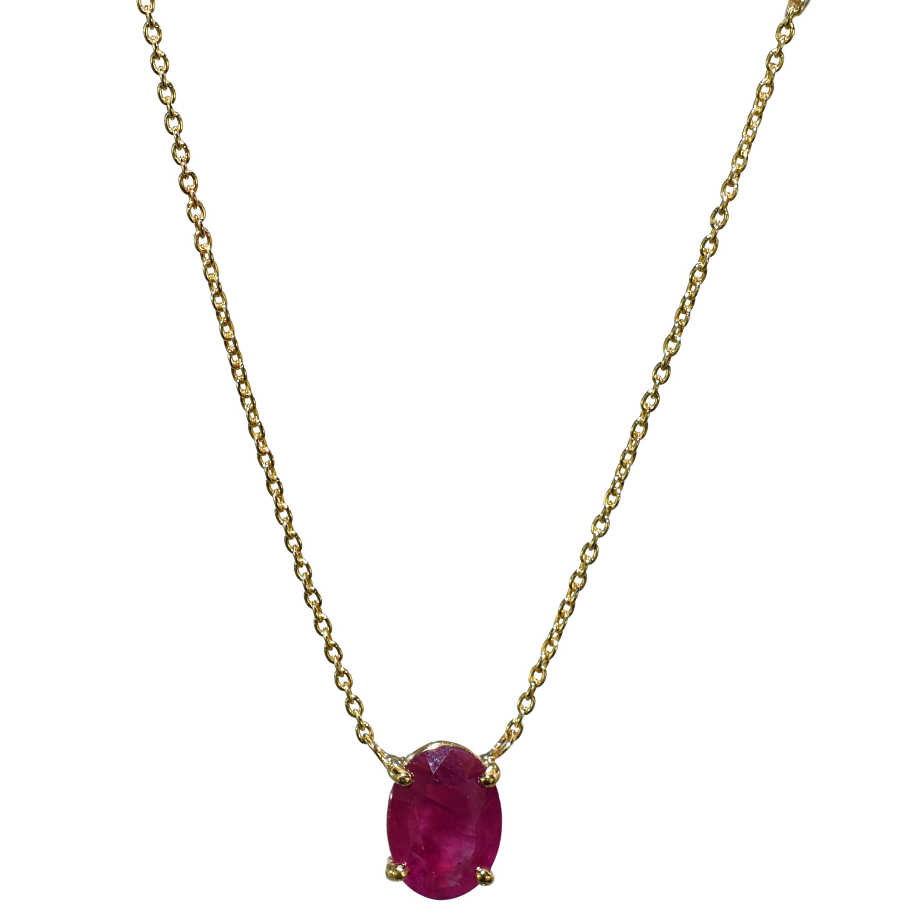 14k Oval Shaped Ruby Necklace